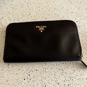 Large Prada saffiano leather zip around wallet